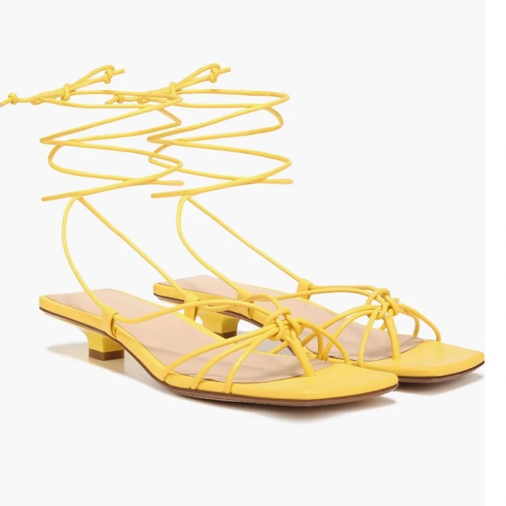 Veronica Beard, foley ankle tie sandal, yellow (pineapple color) - Picture 3 of 7